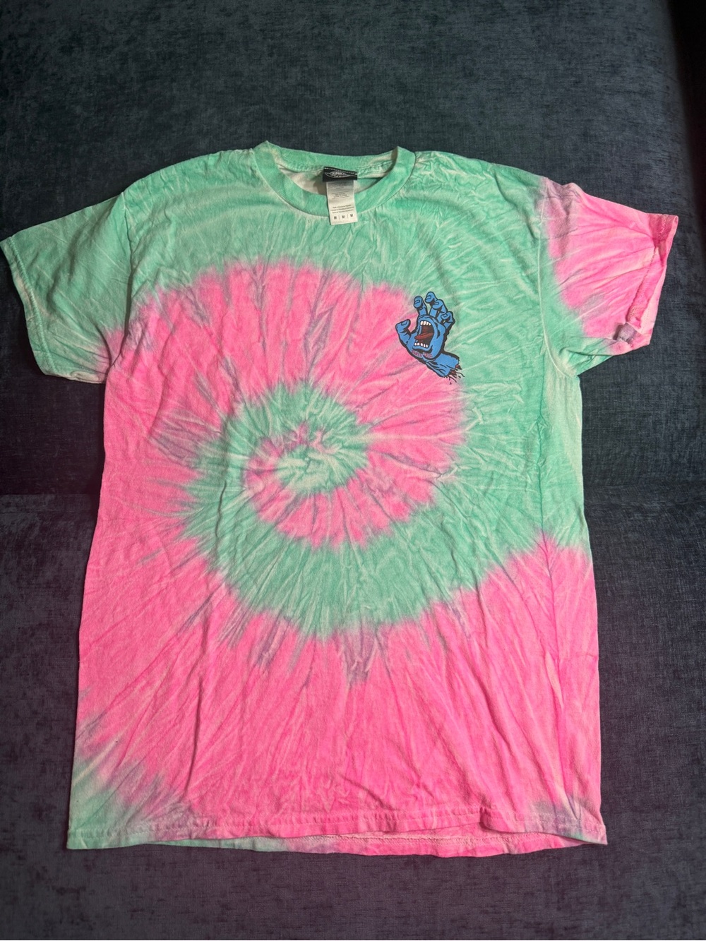 Santa cruz Pink & Mint Tie-Dye T-Shirt with monster Hand